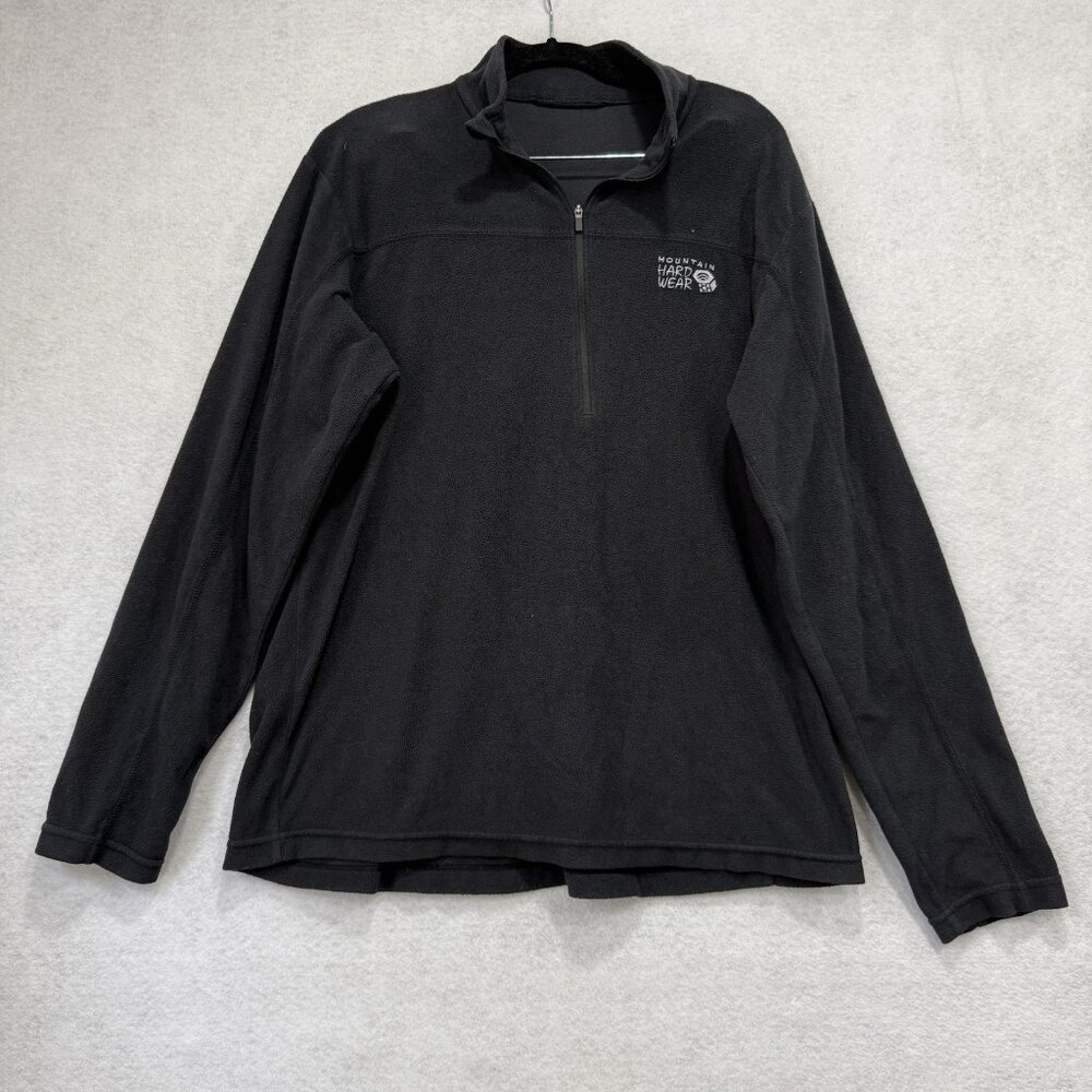 Mountain Hardwear Fleece Pullover Mens Large Quarter Zip Black OM9652 Outdoor